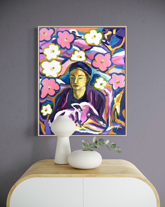 Serenity among the village flowers | Original Artwork