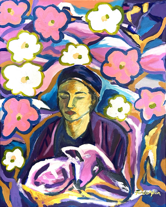 Serenity among the village flowers | Original Artwork